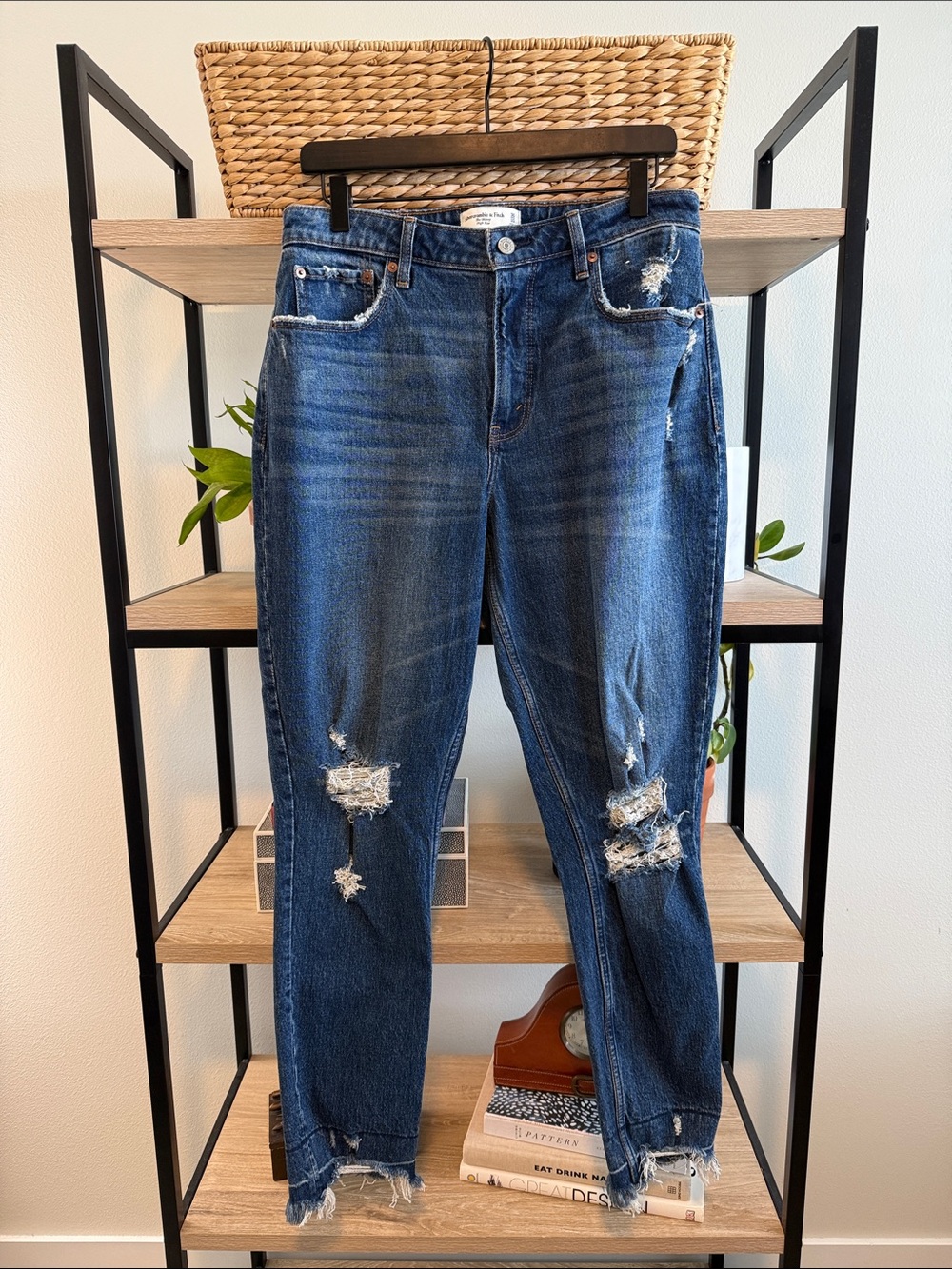 Abercrombie & Fitch The Skinny Curve Love High Rise Distressed Ankle Jeans, 30L